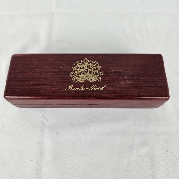 Bueche Girod Luxury Red Wooden Pen Case Felt Lining - Picture 1 of 3